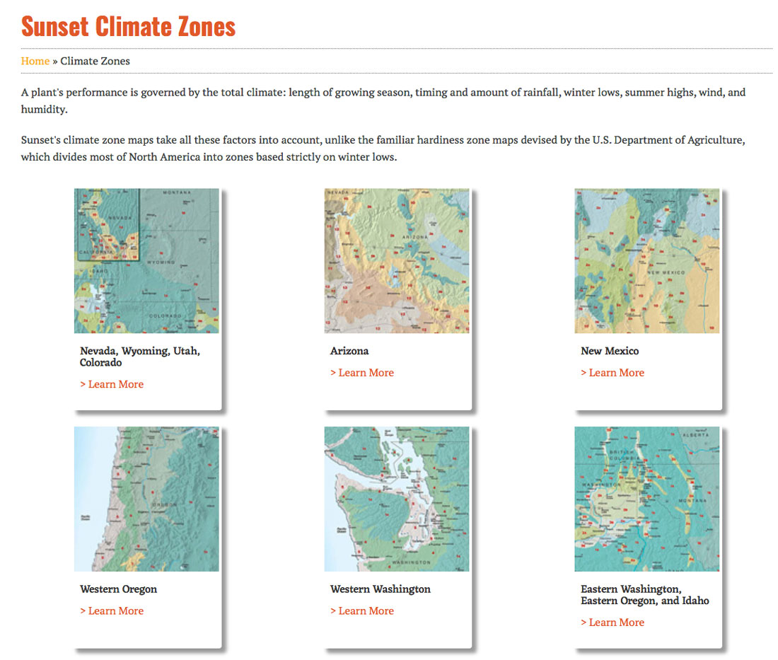 Sunset Climate Zone infographic