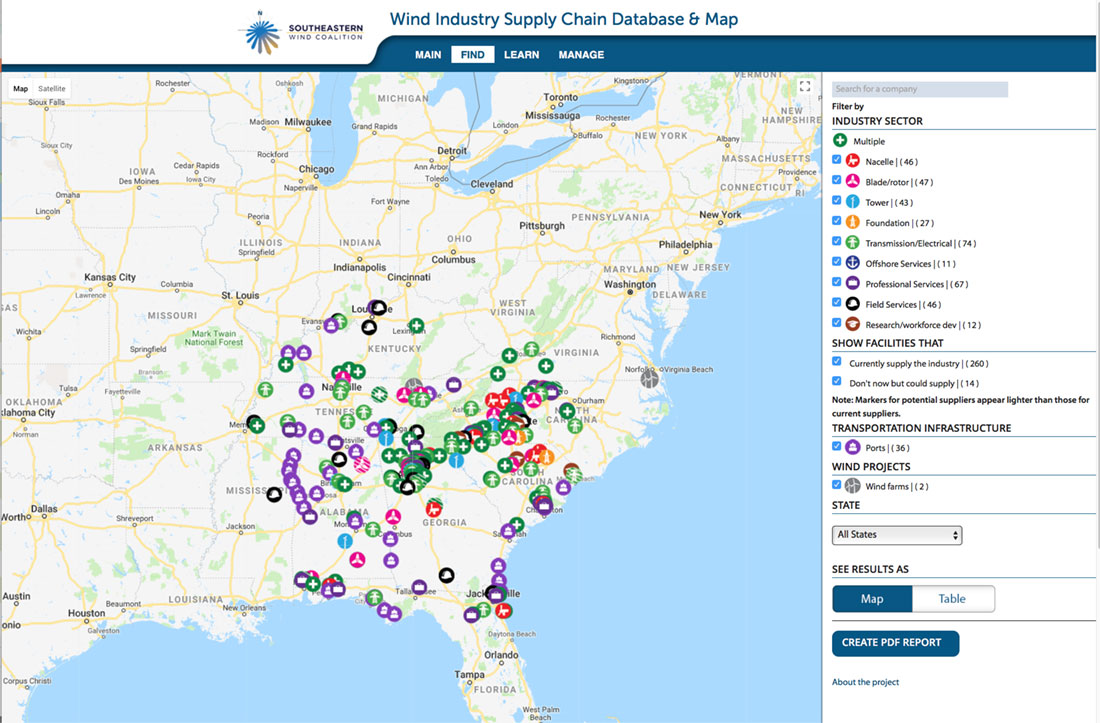 Wind Industry Supply Chain Database and Map